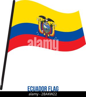 Ecuador Flag Waving Vector Illustration on White Background. Ecuador National Flag. Stock Vector