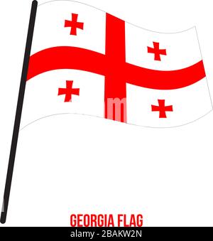 Georgia Flag Waving Vector Illustration on White Background. Georgia National Flag. Stock Vector
