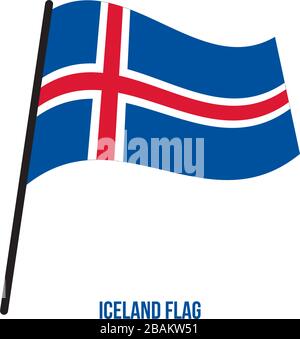 Iceland Flag Waving Vector Illustration on White Background. Iceland National Flag. Stock Vector