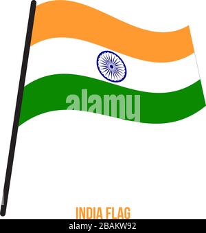 India Flag Waving Vector Illustration on White Background. India National Flag. Stock Vector