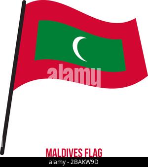 Maldives Flag Waving Vector Illustration on White Background. Maldives National Flag. Stock Vector