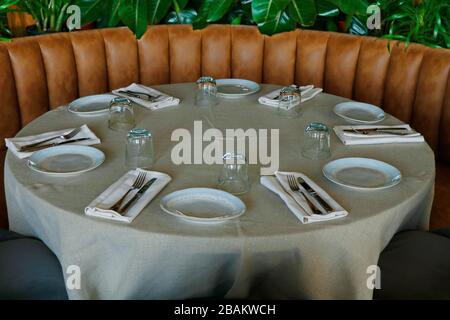 simple and elegant dining table set up Stock Photo