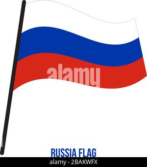 Russia Flag Waving Vector Illustration on White Background. Russia National Flag. Stock Vector