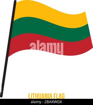 Lithuania Flag Waving Vector Illustration on White Background. Lithuania National Flag. Stock Vector