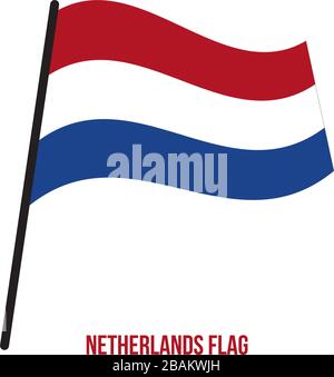 Netherlands Flag Waving Vector Illustration on White Background. Netherlands National Flag. Stock Vector