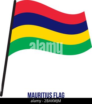 Mauritius Flag Waving Vector Illustration on White Background. Mauritius National Flag. Stock Vector