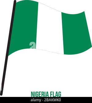 Nigeria Flag Waving Vector Illustration on White Background. Nigeria National Flag. Stock Vector
