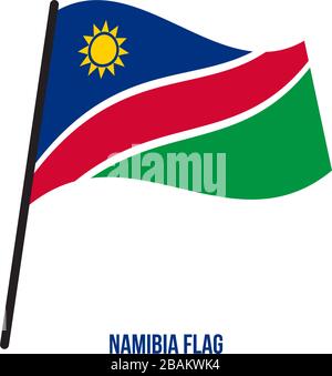 Namibia Flag Waving Vector Illustration on White Background. Namibia National Flag. Stock Vector