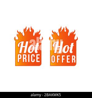 Hot Price and Hot Offer labels. Vector. Stock Vector