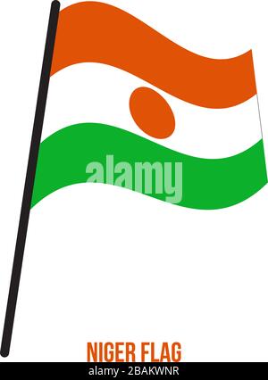 Niger Flag Waving Vector Illustration on White Background. Niger National Flag. Stock Vector