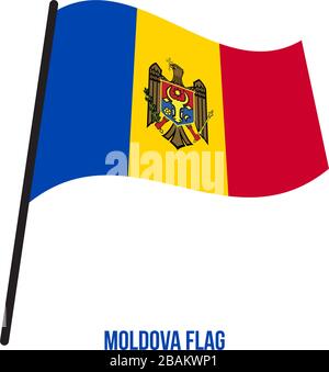 Moldova Flag Waving Vector Illustration on White Background. Moldova National Flag. Stock Vector