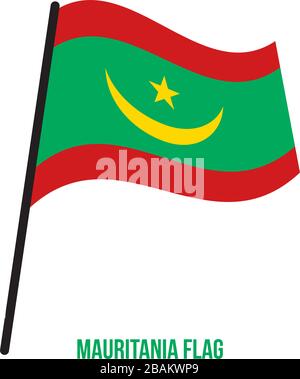 Mauritania Flag Waving Vector Illustration on White Background. Mauritania National Flag. Stock Vector