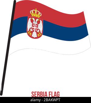 Serbia Flag Waving Vector Illustration on White Background. Serbia National Flag. Stock Vector