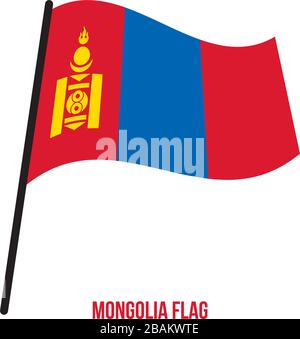 Mongolia Flag Waving Vector Illustration on White Background. Mongolia National Flag. Stock Vector