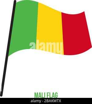 Mali Flag Waving Vector Illustration on White Background. Mali National Flag. Stock Vector