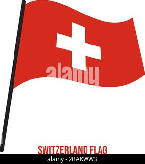 Switzerland Flag Waving Vector Illustration on White Background. Switzerland National Flag. Stock Vector