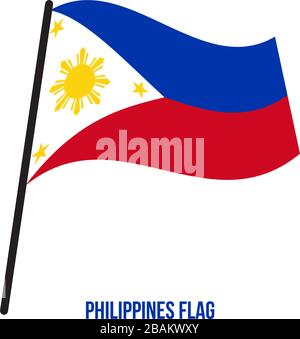 Philippines Flag Waving Vector Illustration on White Background. Philippines National Flag. Stock Vector