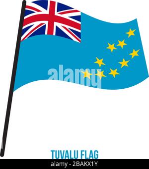 Tuvalu Flag Waving Vector Illustration on White Background. Tuvalu National Flag. Stock Vector