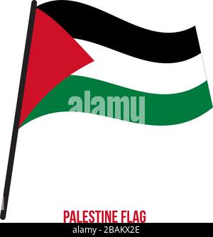 Palestine Flag Waving Vector Illustration on White Background. Palestine National Flag. Stock Vector
