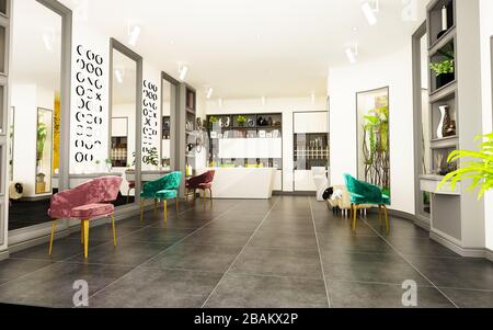 3d render of hair dresser and beauty saloon Stock Photo