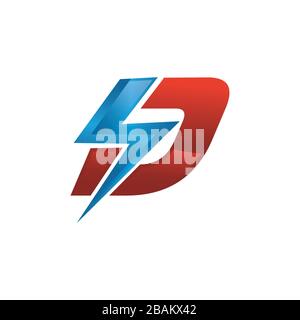 Lightning bolt vector icon in modern design with color red and blue. Bolt of lightning vector. Electric bolt flash icon. Lightning design element. Thu Stock Vector