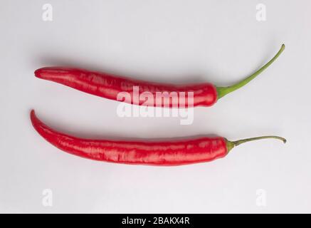 Red chili peppers isolated on white background Stock Photo