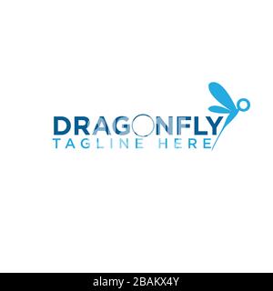 design letter dragonfly with color blue. Decoration design emblem dragonfly. Vector illustration EPS.8 EPS.10 Stock Vector