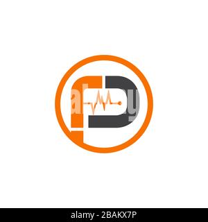 Modern design letter DR with graphic plus on the white background. Letter DR vector design template. Vector illustration EPS.8 EPS.10 Stock Vector