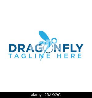 Dragon fly icon with typography letter dragon fly. Dragon fly icon trendy and modern symbol for graphic and web design. Vector illustration EPS.8 EPS. Stock Vector
