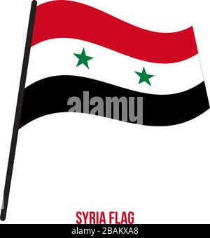Syria Flag Waving Vector Illustration on White Background. Syria National Flag. Stock Vector