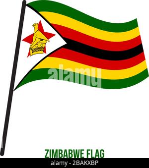 Zimbabwe Flag Waving Vector Illustration on White Background. Zimbabwe National Flag. Stock Vector