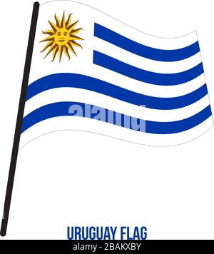 Uruguay Flag Waving Vector Illustration on White Background. Uruguay National Flag. Stock Vector