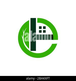 Eco house symbol with color blue and green. Nature symbol for element design. Vector illustration EPS.8 EPS.10 Stock Vector