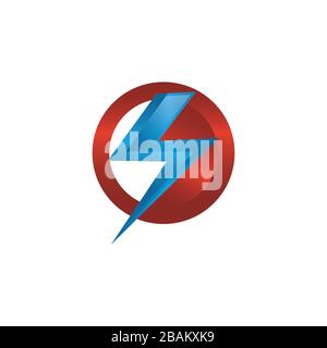 Lightning bolt vector icon in modern design with color red and blue. Bolt of lightning vector. Electric bolt flash icon. Lightning design element. Thu Stock Vector