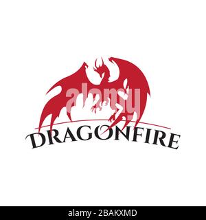 Emblem design letter dragon fire with color red. Decoration design emblem dragon fire. Vector illustration EPS.8 EPS.10 Stock Vector