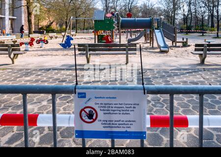 Empty playground, closed due to corona virus, forbidden to enter, Germany,  Europe Stock Photo - Alamy