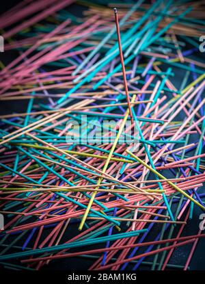 Close-up of colorful incense sticks Stock Photo