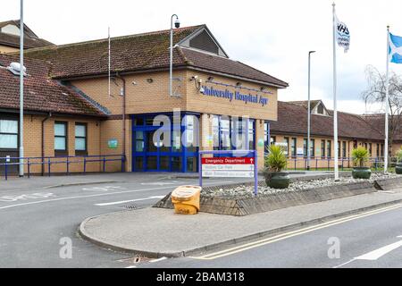 Front entrance to the University Hospital Ayr, Ayrshire, Scotland, UK Stock Photo