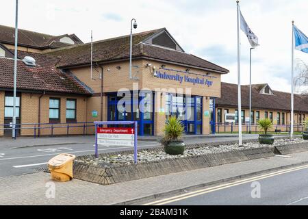 Front entrance to the University Hospital Ayr, Ayrshire, Scotland, UK Stock Photo