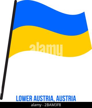 Lower Austria Flag Waving Vector Illustration on White Background. States Flag of Austria. Stock Vector