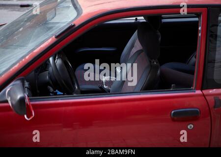 vandalism  robbery, car smashed window Stock Photo