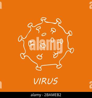 Virus or bacteria hand drawn icon. Coronavirus symbol. Simple doodle isolated illustration. Vector Stock Vector