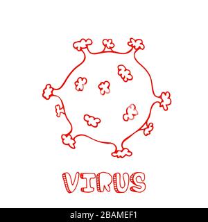 Virus or bacteria hand drawn icon. Coronavirus symbol. Simple doodle isolated illustration. Vector Stock Vector