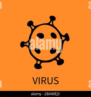 Virus or bacteria hand drawn icon. Coronavirus symbol. Simple doodle isolated illustration. Vector Stock Vector