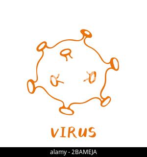 Virus or bacteria hand drawn icon. Coronavirus symbol. Simple doodle isolated illustration. Vector Stock Vector