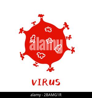 Virus or bacteria hand drawn icon. Coronavirus symbol. Simple doodle isolated illustration. Vector Stock Vector