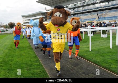 Oxford United mascot Olly The Ox before the Football League Mascot Race, in support of Prostate Cancer UK. Stock Photo