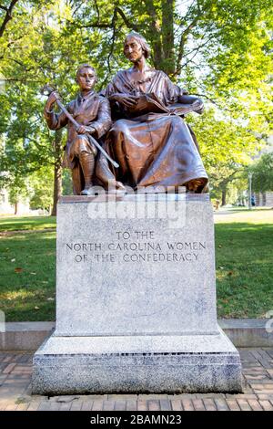 Memorial to the North Carolina Women of the Confederacy statue monument at the state capital building Stock Photo