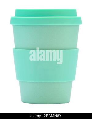 An Isolated Green Reusable Coffee Or Tea Cup On A White Background Stock Photo