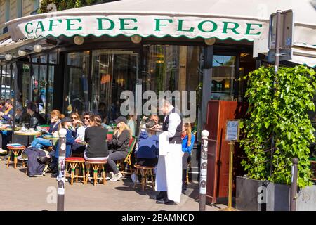 The famous cafe de Flore located in Paris, France. Stock Photo